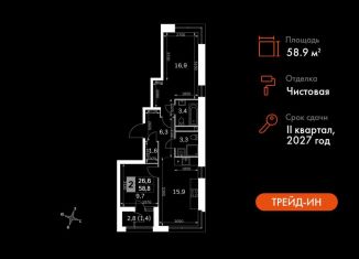 Продаю 2-ком. квартиру, 58.9 м2, Москва, СЗАО, Строительный проезд, 9с9