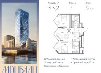 Продам двухкомнатную квартиру, 83.2 м2, Москва, Шлюзовая набережная, 2/1с1