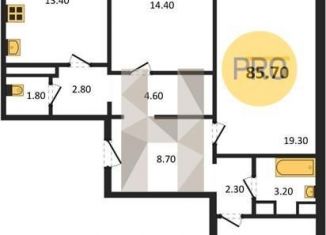 Продаю 3-комнатную квартиру, 85.7 м2, село Ямное, улица Генерала Черткова, 2