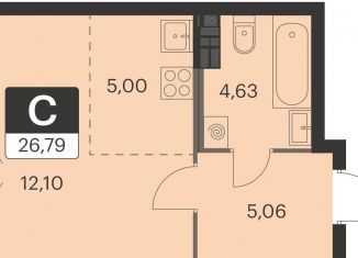 Продам квартиру студию, 26.8 м2, Екатеринбург, улица Академика Ландау, 39