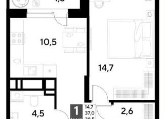 1-ком. квартира на продажу, 38.5 м2, Омск