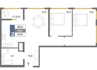 2-ком. квартира на продажу, 65 м2, Крым