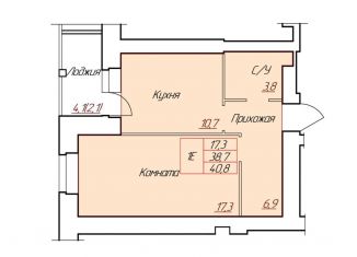 Продам 1-ком. квартиру, 40.8 м2, Череповец