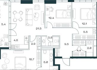 Продажа 4-комнатной квартиры, 108.7 м2, Москва, метро Шаболовская, улица Орджоникидзе, 10