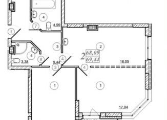 Продаю 2-комнатную квартиру, 71 м2, Новосибирск, метро Студенческая