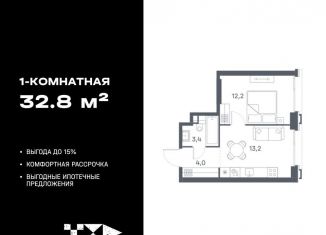 Продам 1-комнатную квартиру, 32.8 м2, Москва, ЮВАО