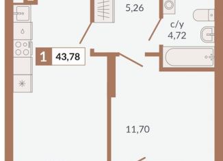 Продаю однокомнатную квартиру, 43.8 м2, Свердловская область