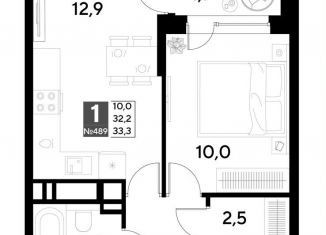 Продажа 1-комнатной квартиры, 33.3 м2, Омская область, Светловская улица, 2