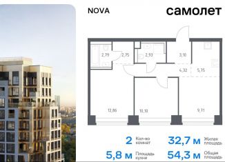 Продается двухкомнатная квартира, 54.3 м2, Москва, жилой комплекс Нова, к1