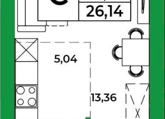 Продается однокомнатная квартира, 26.1 м2, село Зубово