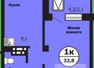 Продаю однокомнатную квартиру, 32.9 м2, Красноярск, Свердловский район