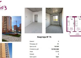 Продажа 3-комнатной квартиры, 91 м2, Иркутск, микрорайон Топкинский, 70, ЖК Видный-3