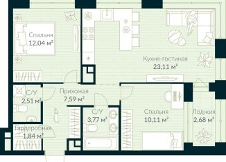 Продаю квартиру свободная планировка, 62.3 м2, Уфа, Октябрьский район