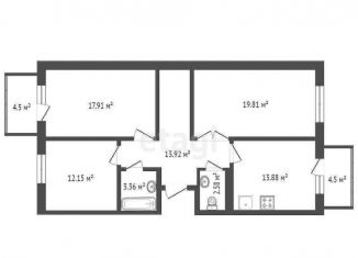 Сдается 3-ком. квартира, 88 м2, посёлок Солонцы, Кедровая улица, 9