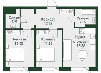 Продам 2-комнатную квартиру, 60.6 м2, Челябинская область