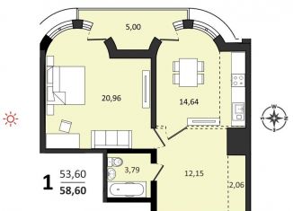 Продается 1-ком. квартира, 58.6 м2, Хабаровск, Быстринская улица, 2