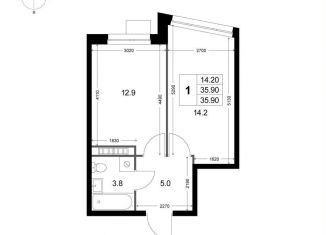 Продам 1-комнатную квартиру, 35.9 м2, Московская область