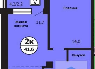 2-ком. квартира на продажу, 41.6 м2, Красноярск