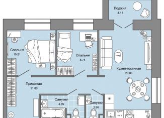 Продам 3-ком. квартиру, 61 м2, Ульяновск, ЖК Центрополис, жилой комплекс Центрополис, 5