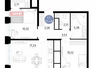 Продам 2-ком. квартиру, 55.5 м2, Рязанская область