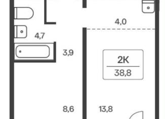 Продаю 1-ком. квартиру, 38.8 м2, Новосибирск, Кировский район