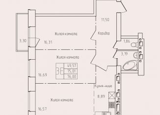 Продажа двухкомнатной квартиры, 76 м2, Архангельская область, проспект Труда, 76