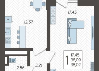 Продается 1-комнатная квартира, 38 м2, Сочи, микрорайон Бытха, Ясногорская улица, 16/2к5