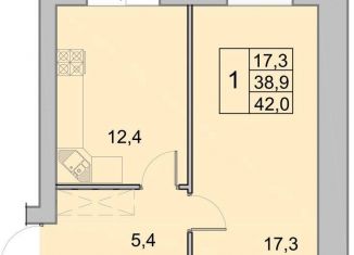 Продам 1-ком. квартиру, 42 м2, Вологда, Окружное шоссе, 39