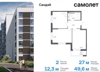 Продажа двухкомнатной квартиры, 49.6 м2, Санкт-Петербург, жилой комплекс Сандэй, 7.2, метро Проспект Ветеранов