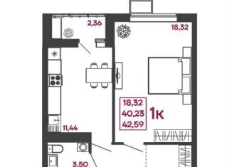 Продам 1-ком. квартиру, 42.6 м2, Пензенская область, улица Измайлова, 41В