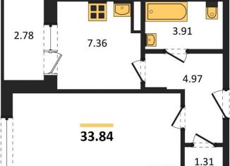 1-комнатная квартира на продажу, 33.8 м2, Воронеж