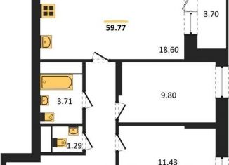 Продажа 2-комнатной квартиры, 59.8 м2, Воронеж, Ленинский район, улица Кривошеина, 13/14