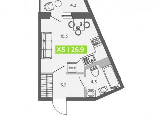 Продается квартира студия, 26.9 м2, Санкт-Петербург, метро Новокрестовская