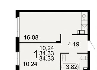 1-ком. квартира на продажу, 34.3 м2, Тульская область