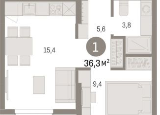 Продается 1-ком. квартира, 36.3 м2, Свердловская область