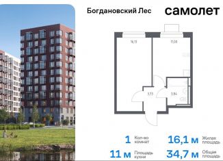 Продам однокомнатную квартиру, 34.7 м2, Ленинский городской округ, жилой комплекс Богдановский Лес, 7.3