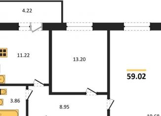 Продается 2-комнатная квартира, 59 м2, Воронежская область