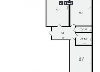 Продам 2-комнатную квартиру, 54.1 м2, Ставрополь, улица Южный Обход, 53В, Промышленный район