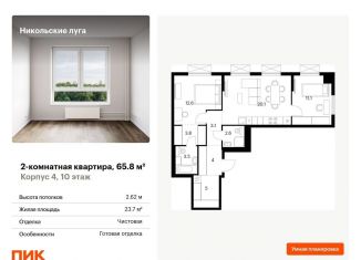 2-ком. квартира на продажу, 65.8 м2, Москва, станция Щербинка