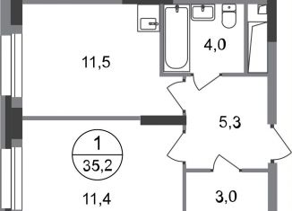 Продажа 1-комнатной квартиры, 35.2 м2, Московский