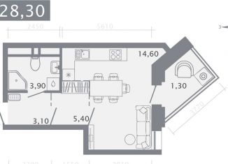 Продам квартиру студию, 28.3 м2, Татарстан, улица Шишкина, 3