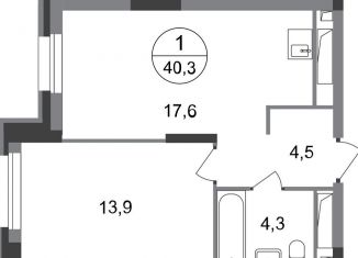 Продам 1-ком. квартиру, 40.3 м2, Московский