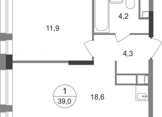 Продается 1-комнатная квартира, 39 м2, Московский