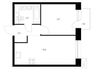 Продам 1-комнатную квартиру, 34.3 м2, Санкт-Петербург, Фрунзенский район, жилой комплекс Аэронавт, 1