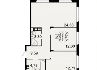 Продаю 2-комнатную квартиру, 67.3 м2, Тульская область