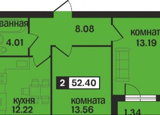 Двухкомнатная квартира на продажу, 52.4 м2, Муром