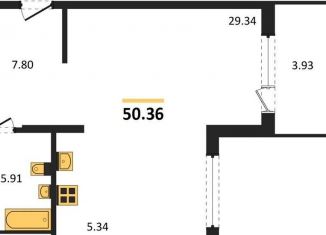 1-ком. квартира на продажу, 50.4 м2, Воронеж, набережная Чуева, 7, Железнодорожный район