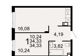 1-ком. квартира на продажу, 34.3 м2, Тульская область