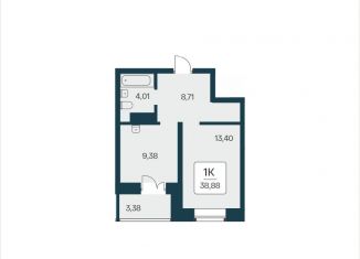 Продается однокомнатная квартира, 38.9 м2, Новосибирск, Октябрьский район