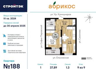 Продается однокомнатная квартира, 37.9 м2, Тульская область, посёлок Коммунаров, 1